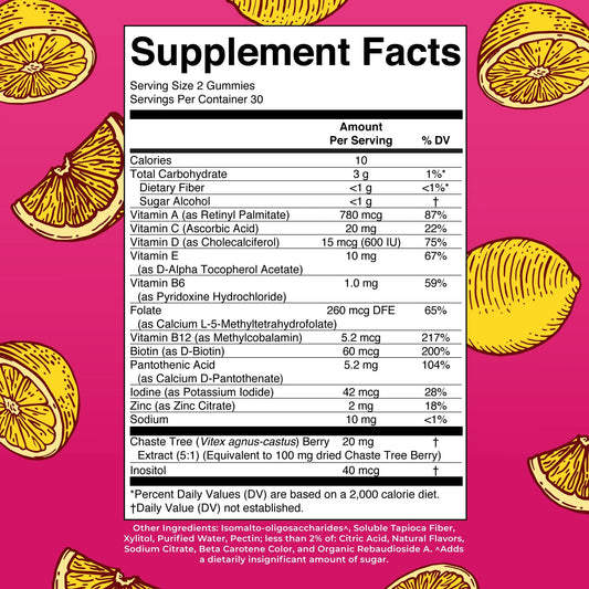 Información nutricional MaryRuth Organics gomitas