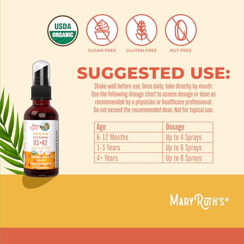 MaryRuth Organics spray vitaminas d3 y k2 vista frontal