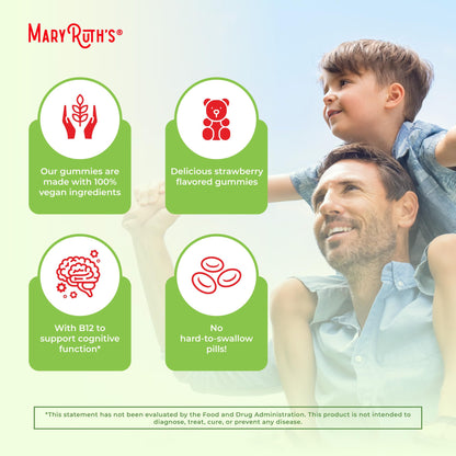 MaryRuth Organics vitamin d3 y b12 gummies sin gluten veganos