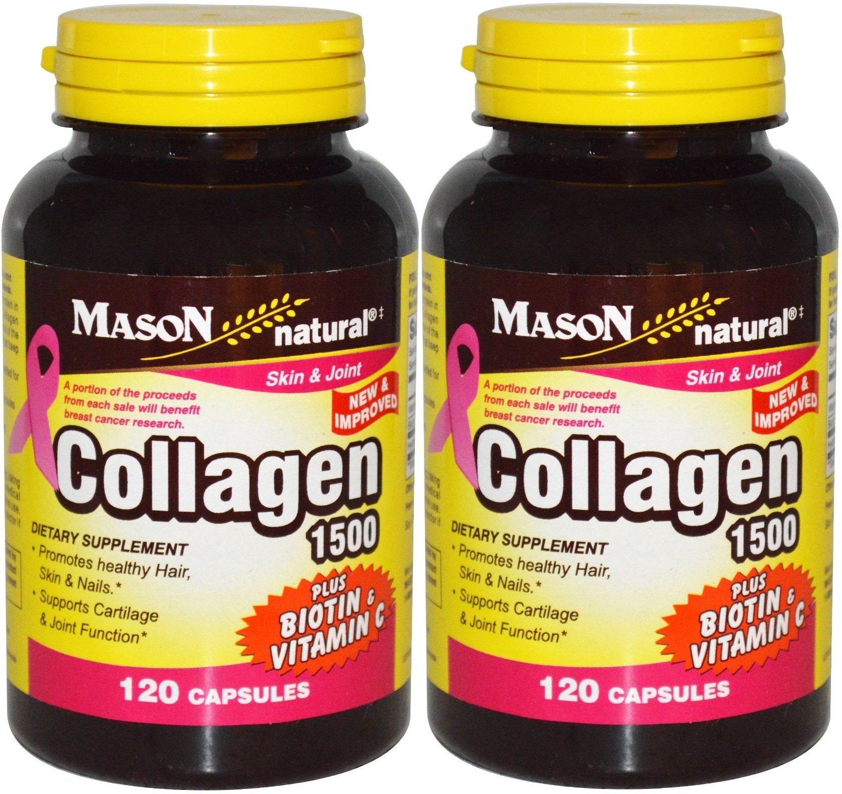 Frasco de Mason Natural colágeno con vitamina C 120 cápsulas