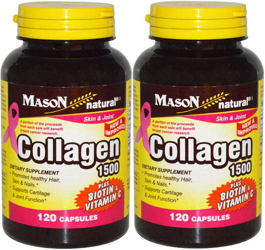 Frasco de Mason Natural colágeno con vitamina C 120 cápsulas