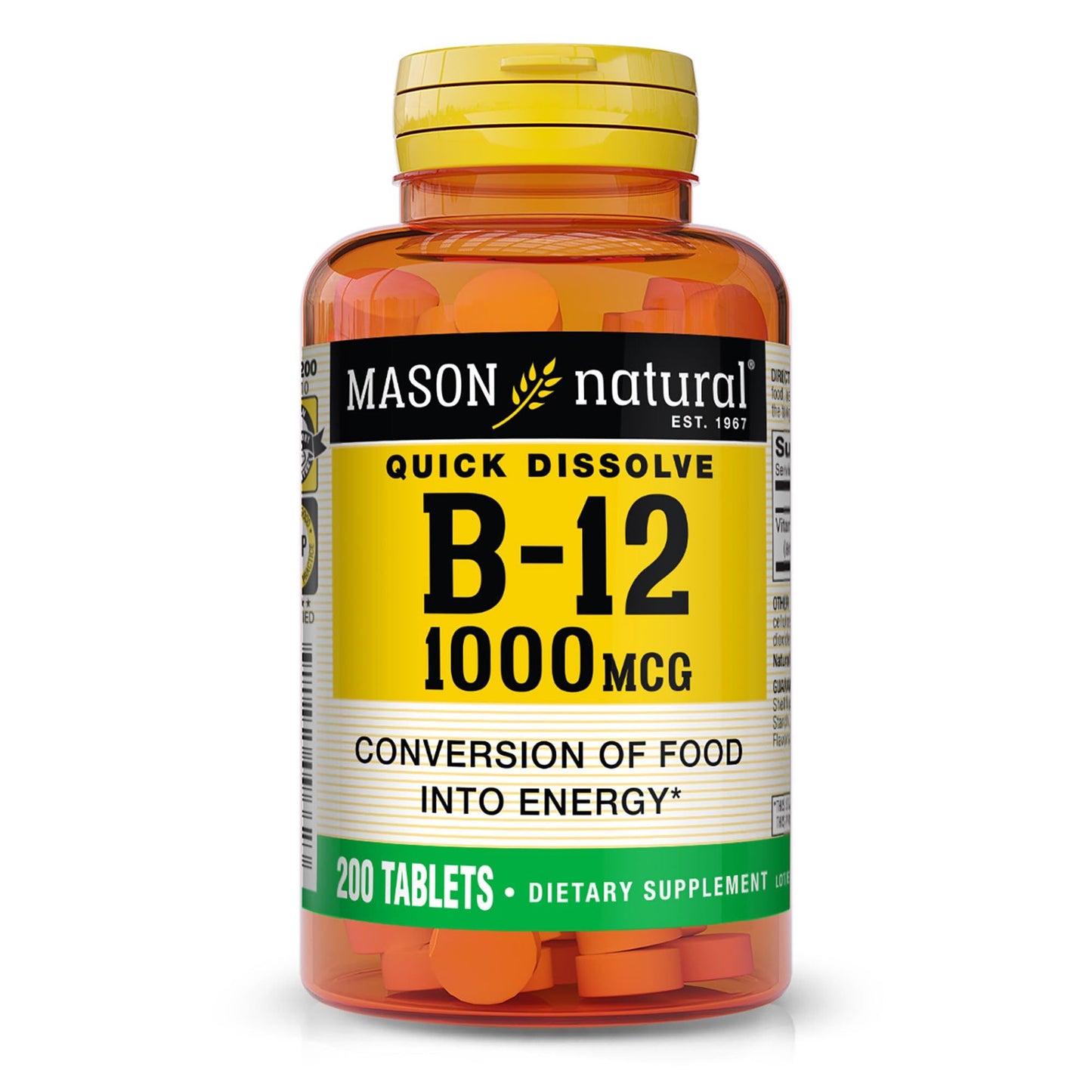 MASON NATURAL vitamina b12 1000 mcg tabletas disolución rápida 200 unidades