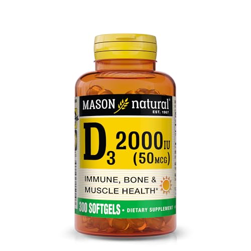 Mason Natural Vitamina D3 2000 IU presentación frontal 300 cápsulas