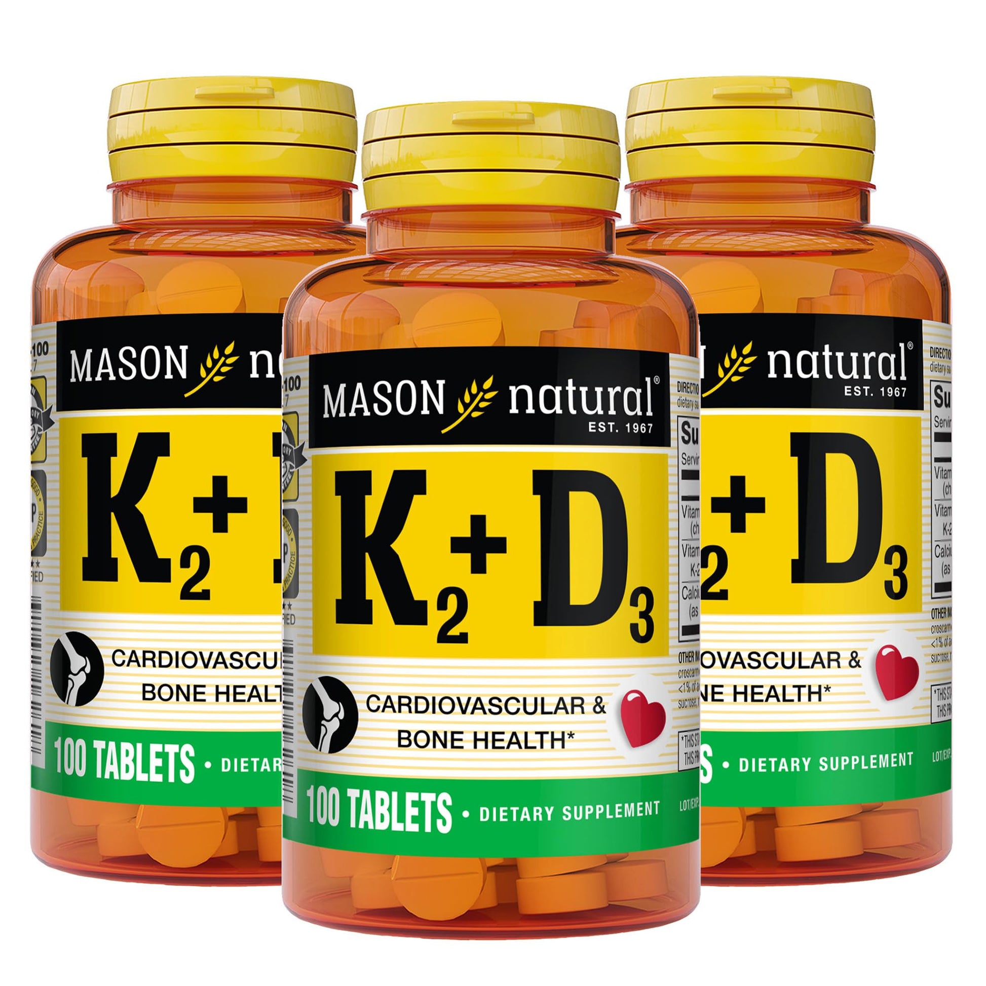 Mason Natural vitamina k2 d3 suplemento paquete de 3