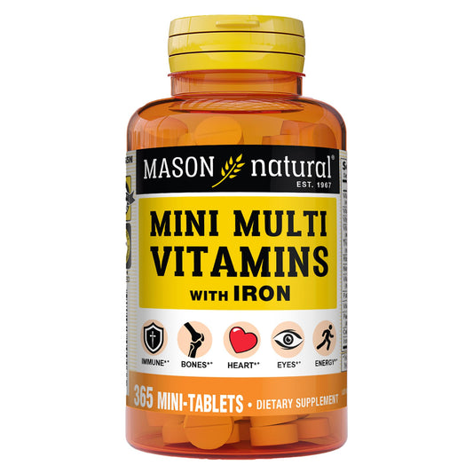 Frasco de vitaminas múltiples diarias Mason con hierro