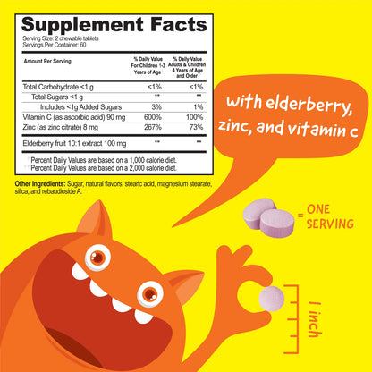Masticables Saúco Zinc Vitamina C VitaWorks Kids 120 tabletas
