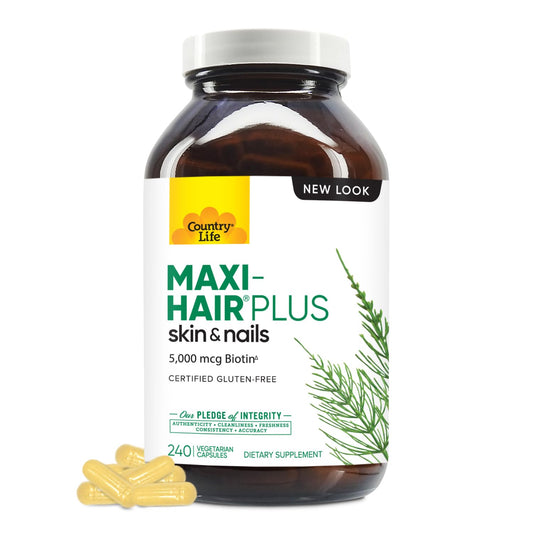 Maxi-Hair Plus Biotina Country Life botella frontal