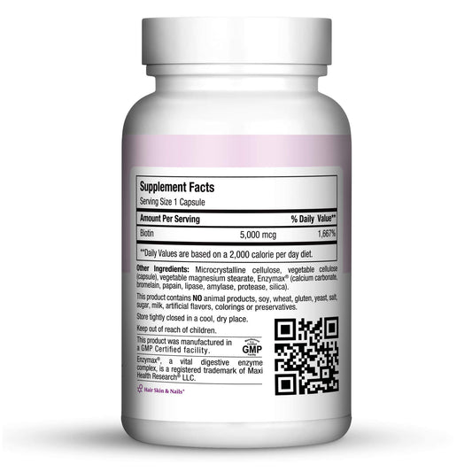 Caja Maxi Health Biotina 5000 mcg cabello piel uñas