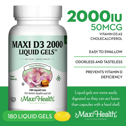 Maxi Health cápsulas líquidas vitamina D3 2000 UI