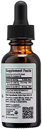 Etiqueta frontal Maxi Health suplemento vitamina D3 K2 líquido