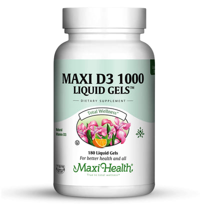 Maxi Health Vitamina D3 1000 UI cápsulas blandas paquete