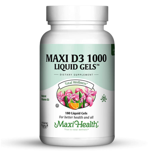 Maxi Health Vitamina D3 1000 UI cápsulas blandas paquete
