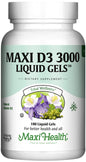 Maxi Health Vitamina D3 3000 UI frasco frontal 180 cápsulas líquidas