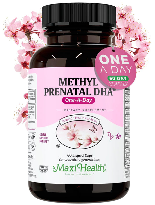 Maxi Health vitaminas prenatales DHA 60 cápsulas líquido