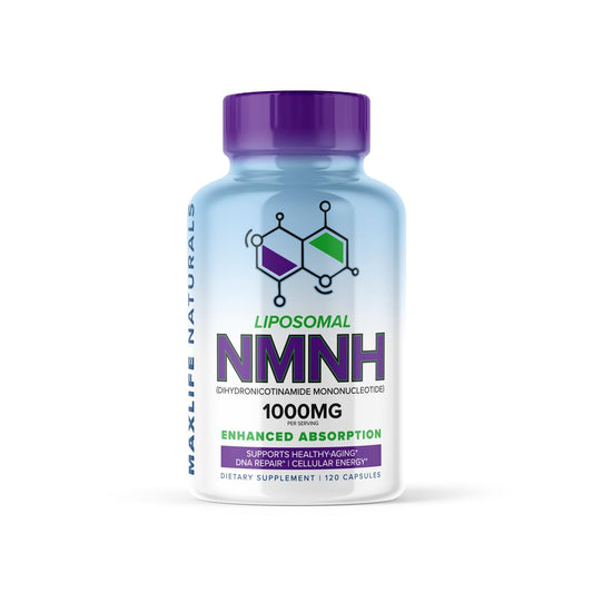 Frasco MaxLife Naturals suplemento Liposomal NMNH 1000mg 120 cápsulas