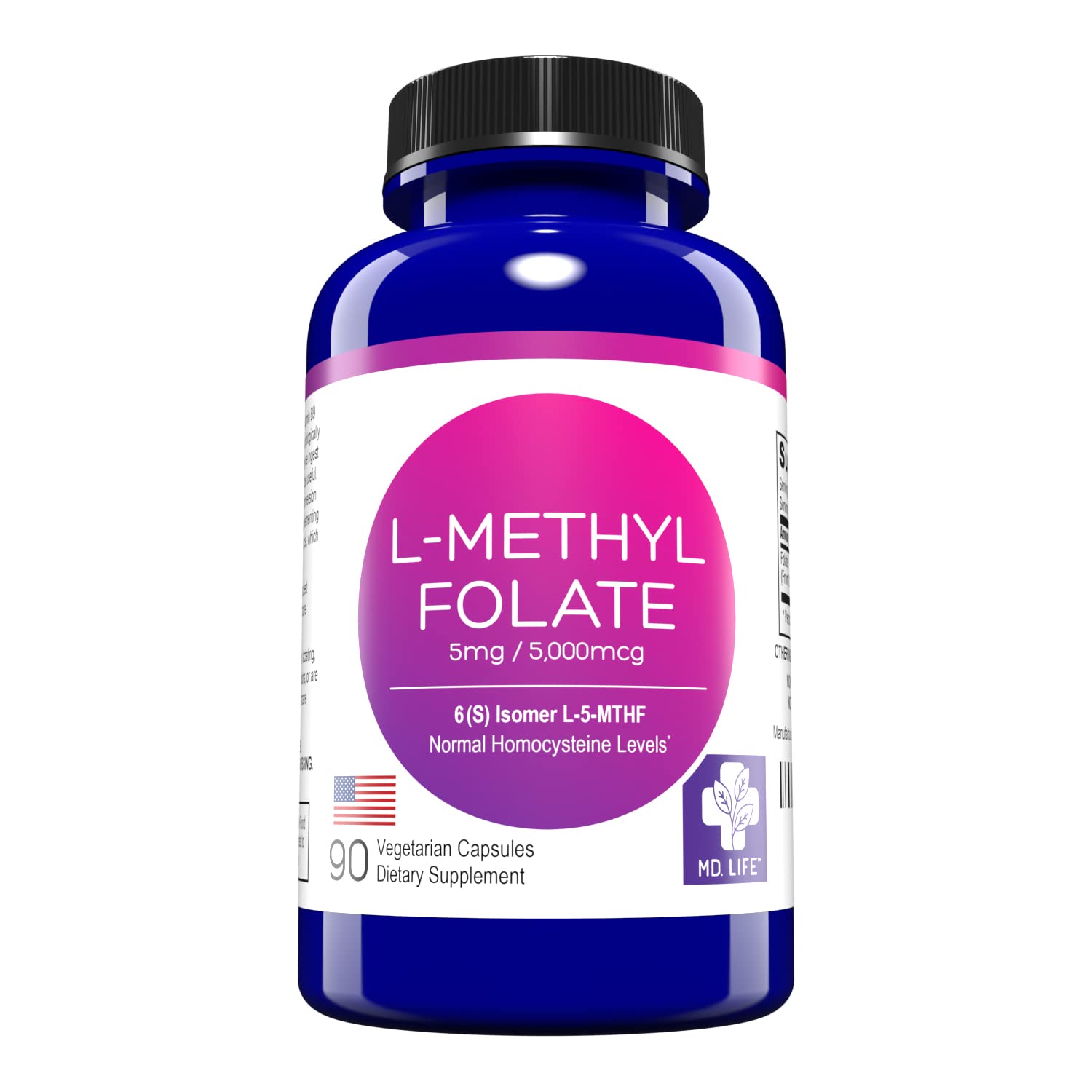 MD Life L-Metilfolato suplemento 5mg 90 cápsulas