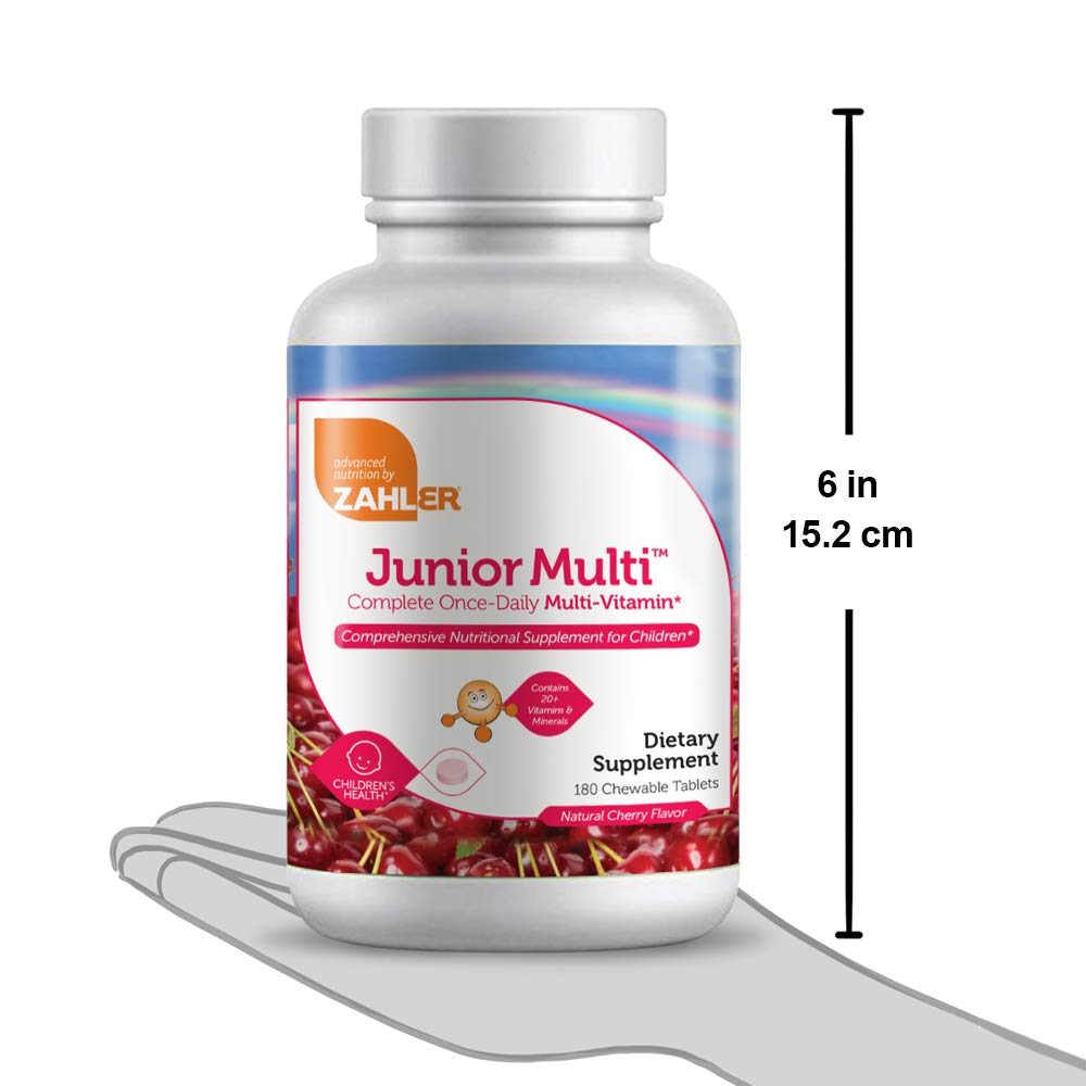 medidas de la botella zahler junior multi multivitamínico