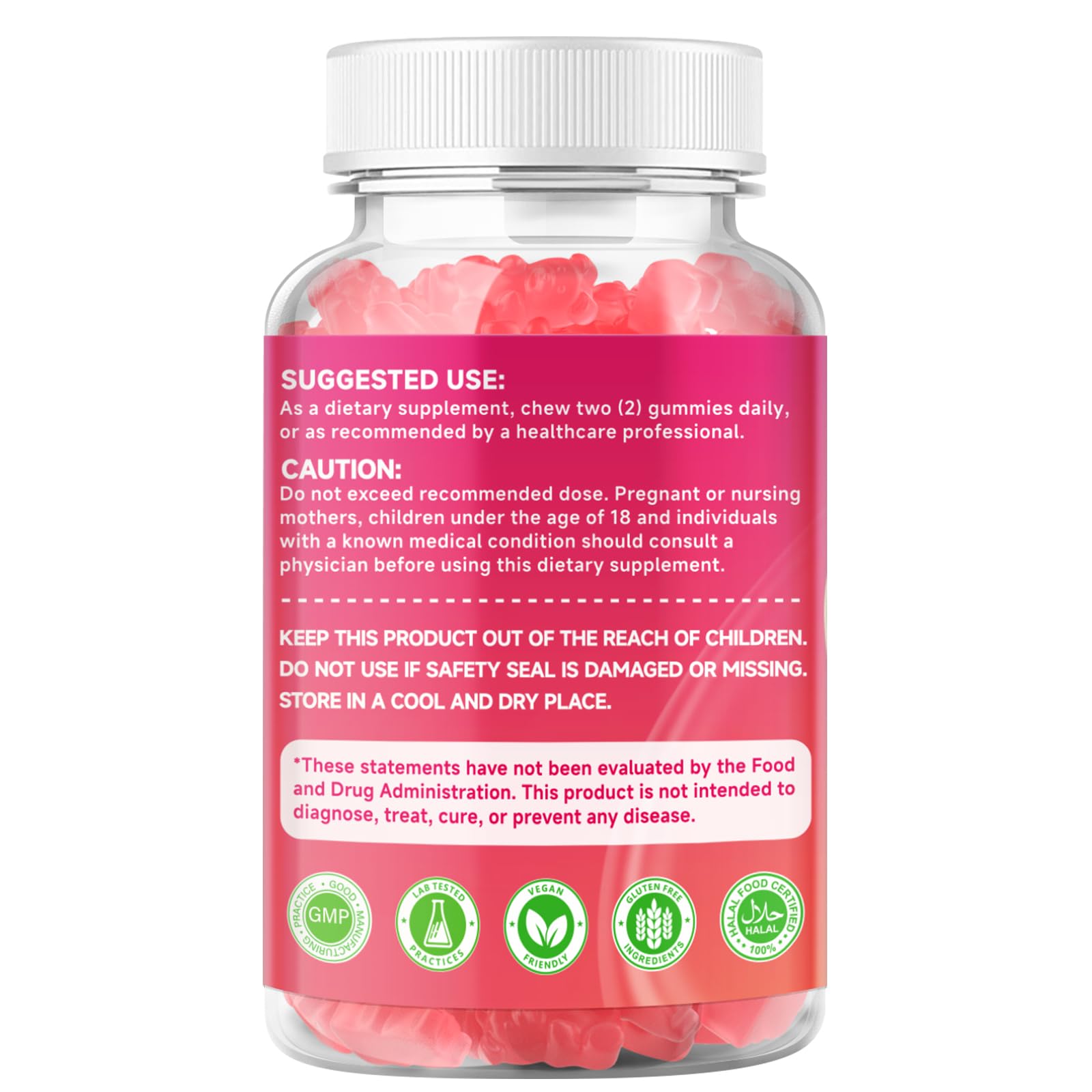 Gominolas MEENCCD en frasco para salud femenina, sabor frambuesa