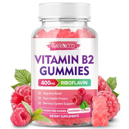 MEENCCD gomitas vitamina B2 riboflavina 400mg 60 unidades frambuesa