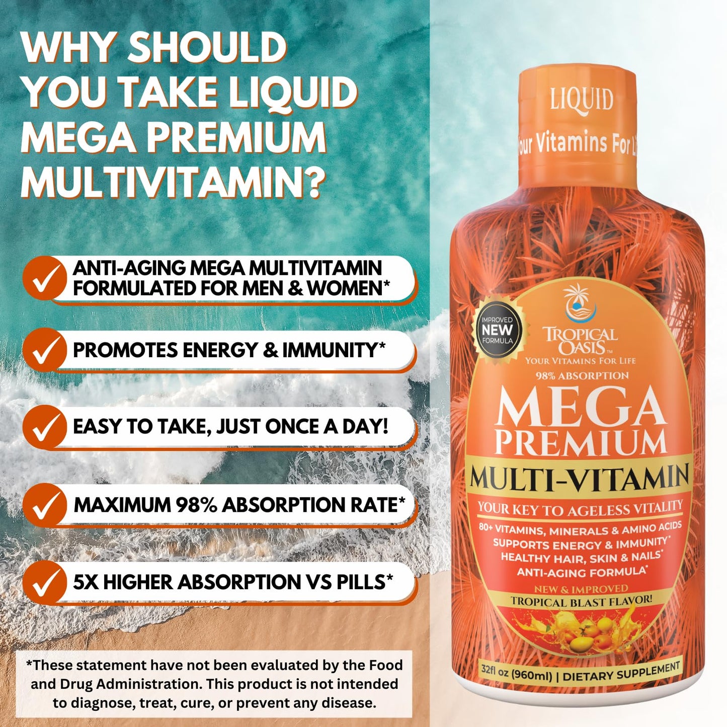 Mega Premium multivitamínico en la playa