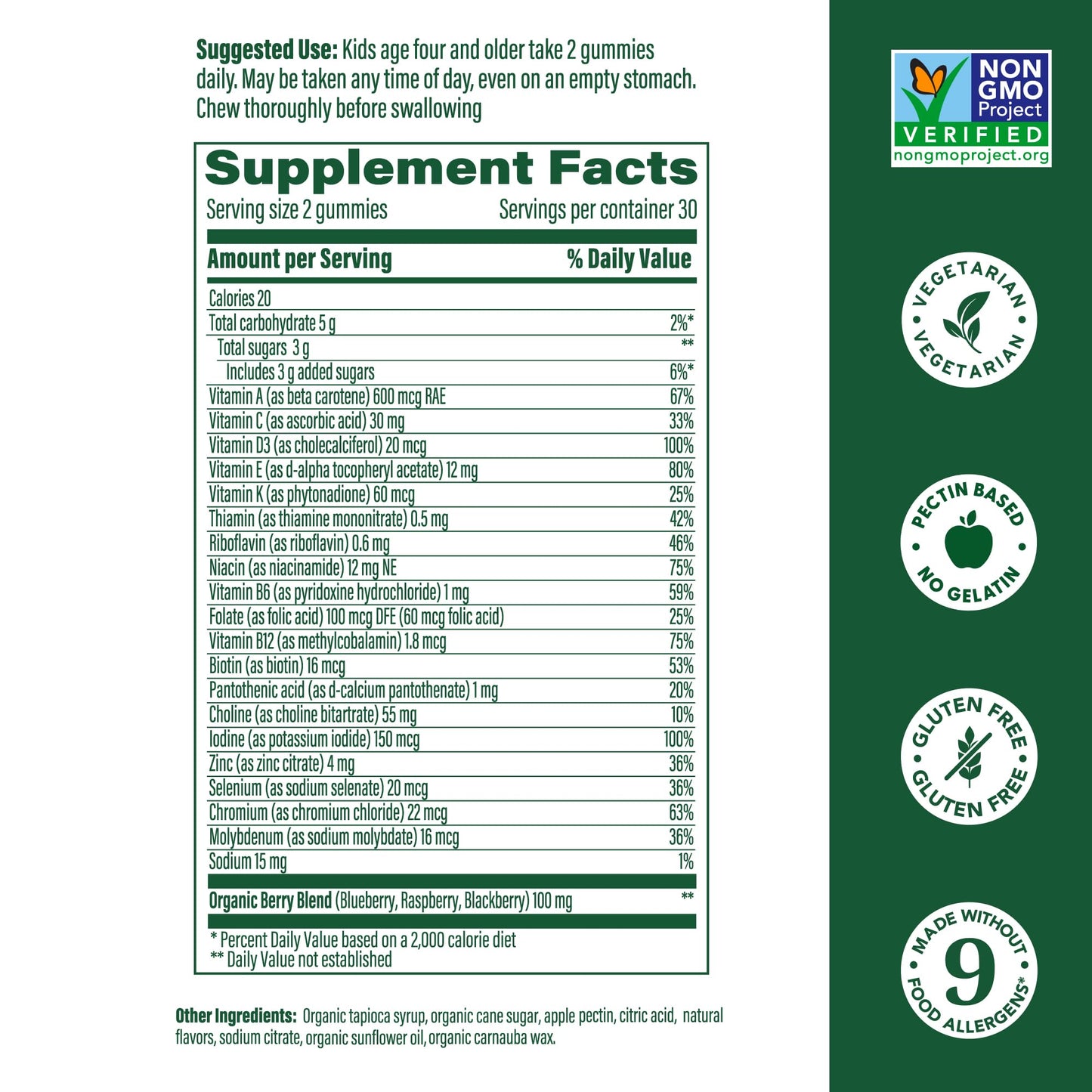 MegaFood gomitas multivitaminas sabor berrylicious para niños 4+