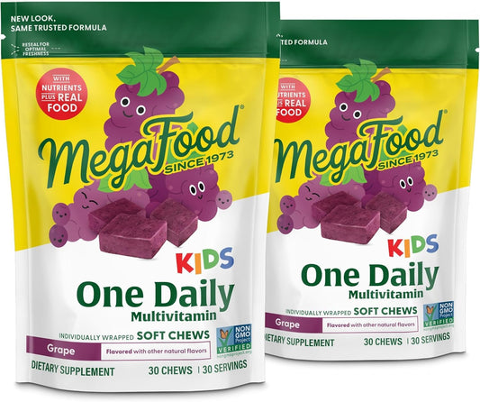 MegaFood multivitaminas masticables sabor uva para niños