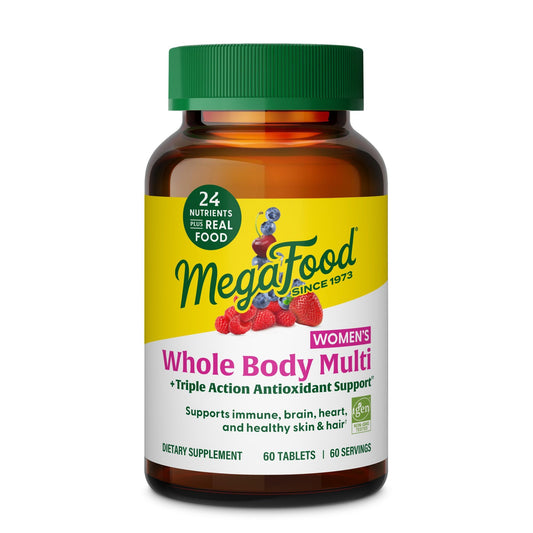 Frontal botella MegaFood multivitamínico mujer metilado 60 tabletas