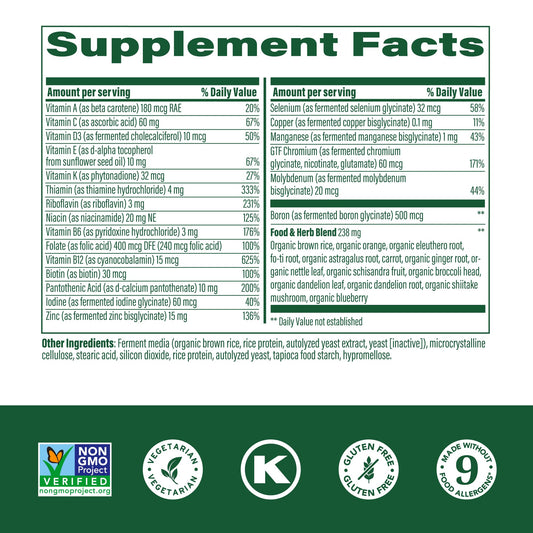 MegaFood tabla nutricional detalles