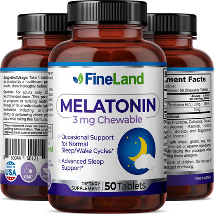 Melatonina 3mg FineLand para descanso tranquilo.