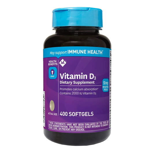 Member's Mark suplemento vitamina d3 2000 iu 400 cápsulas paquete doble