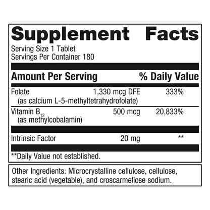 Tabletas Metagenics Intrinsi vitamina B12 y folato