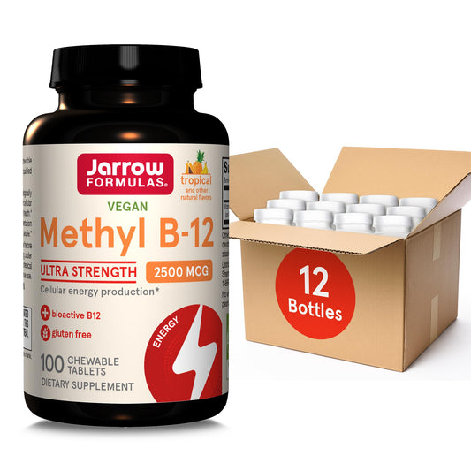 Frasco de Metil B-12 Jarrow Formulas 2500 mcg tabletas masticables