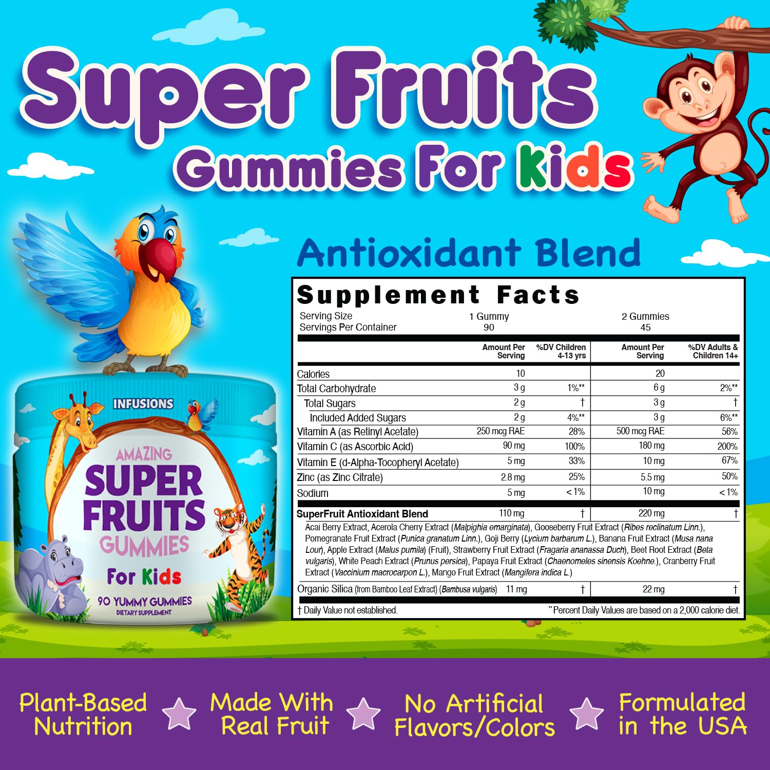 Mezcla antioxidante de las gomitas superfrutas para niños