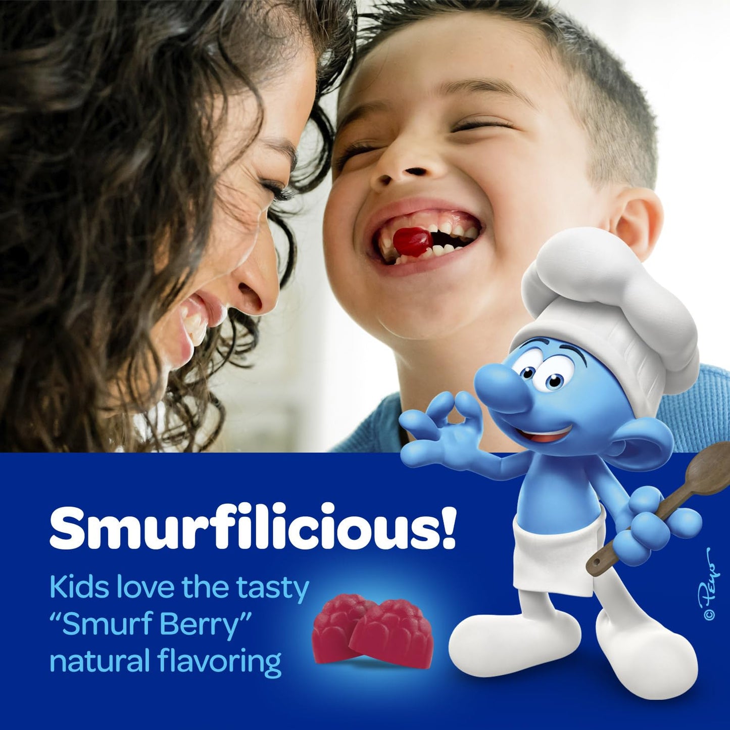 Mezcla de frutas reales en gomitas Smurfs para niños