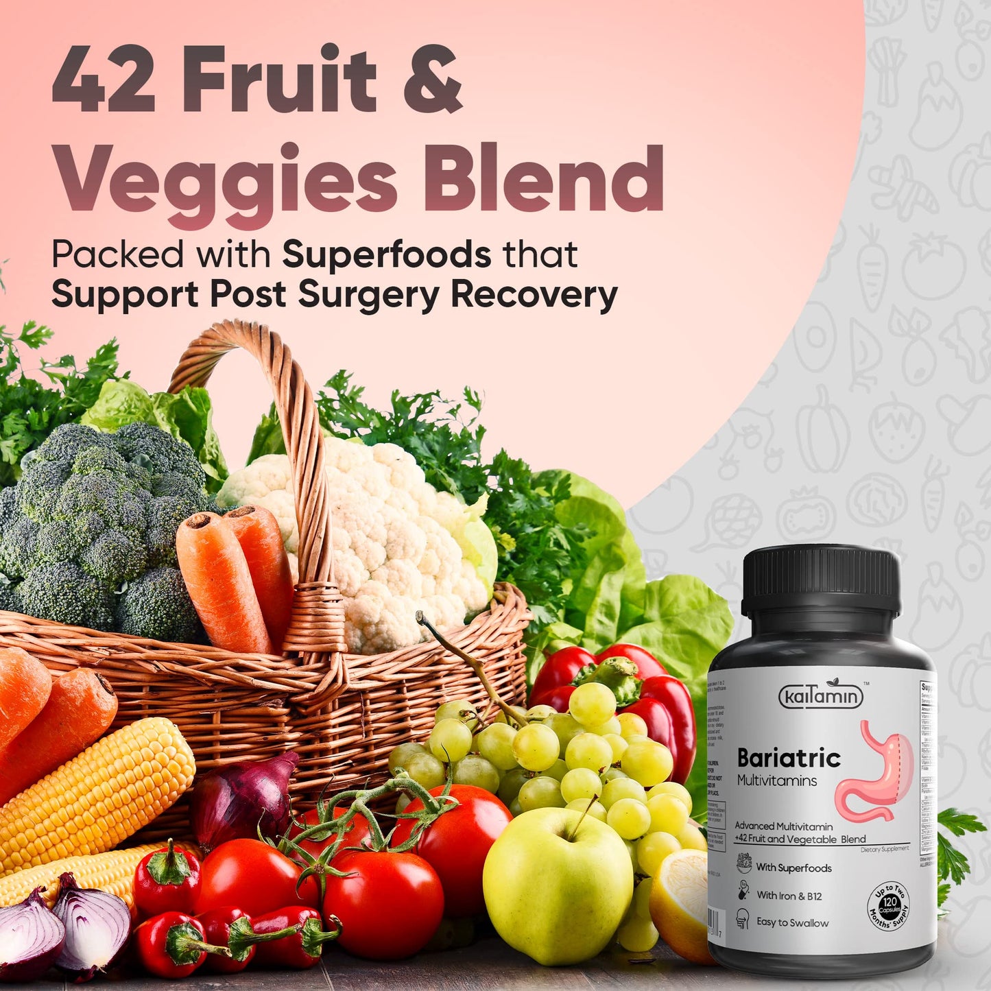 Mezcla de frutas y verduras de multivitamínico bariátrico Kaitamin