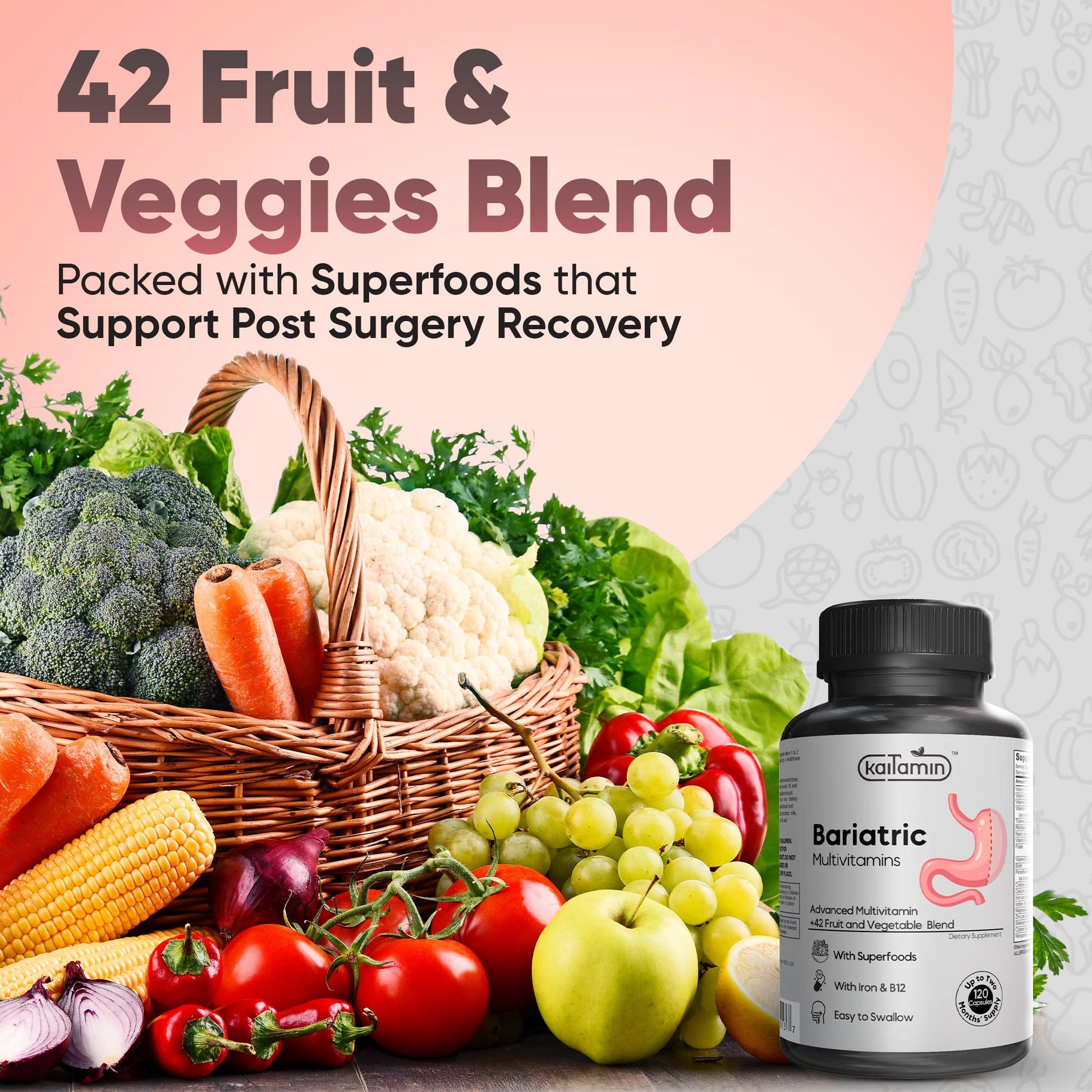 Mezcla de frutas y verduras de multivitamínico bariátrico Kaitamin