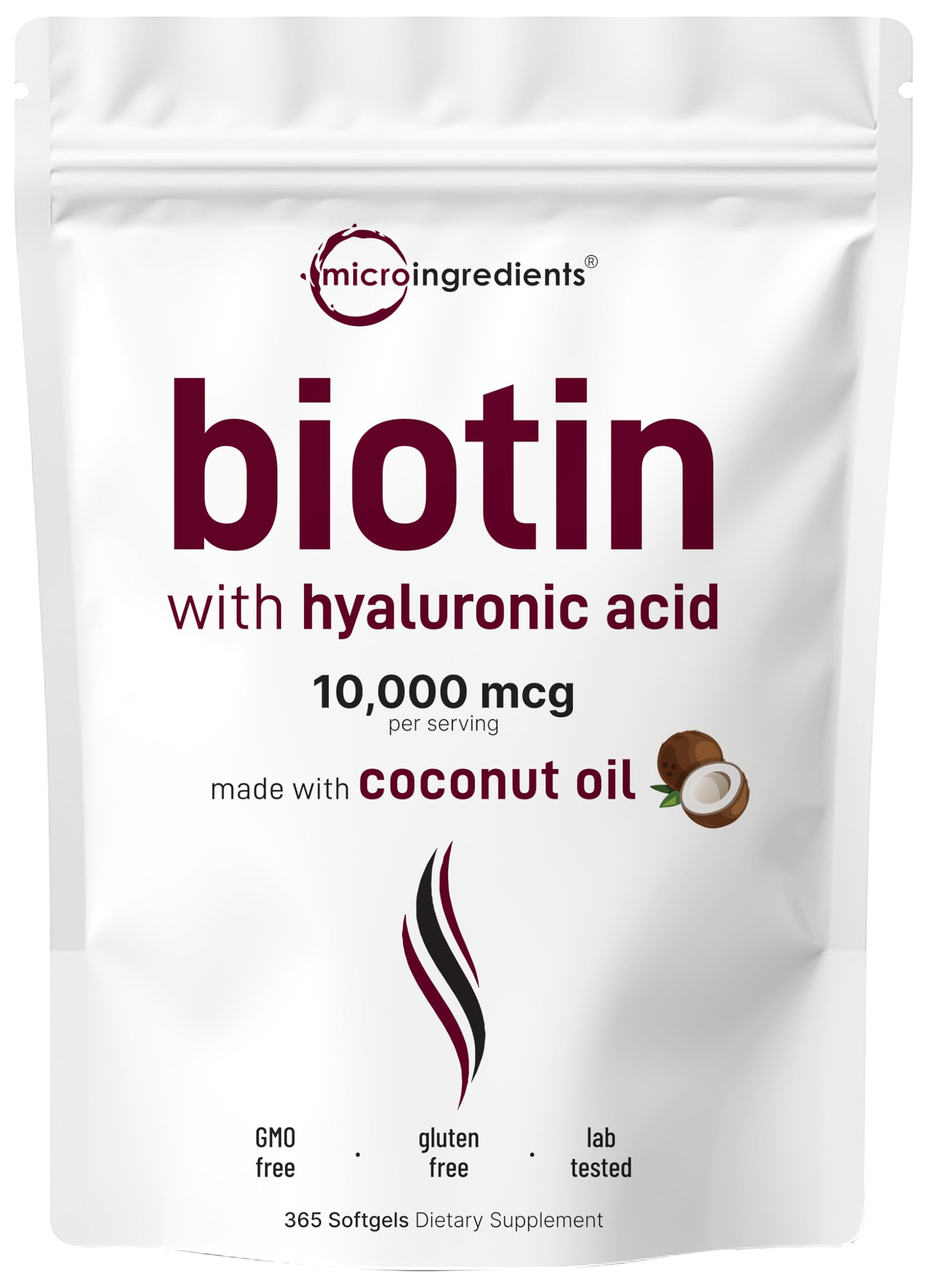 Micro Ingredients Biotina 10000mcg Ácido Hialurónico 365 cápsulas