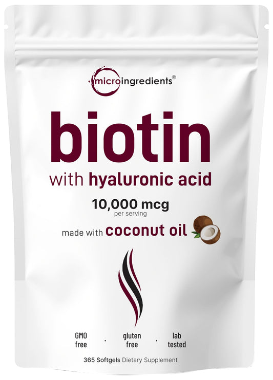 Micro Ingredients Biotina 10000mcg Ácido Hialurónico 365 cápsulas