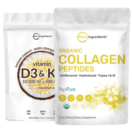 Paquete vitamina D3 K2 cápsulas aceite coco Micro Ingredients