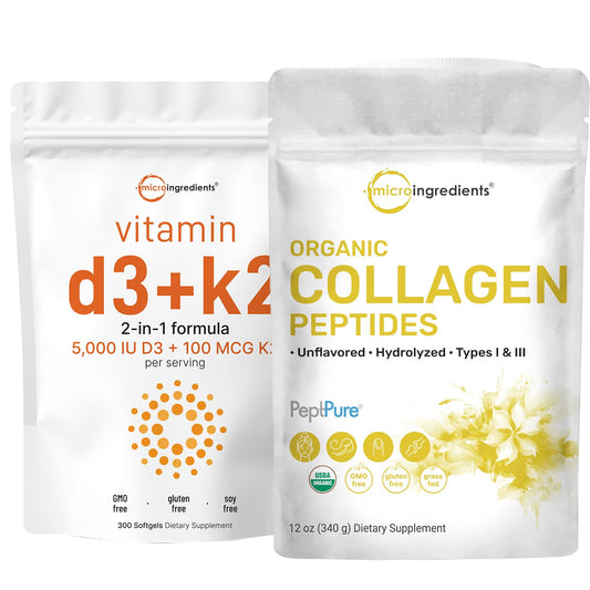 Micro Ingredients vitamina d3 k2 softgels y polvo colageno