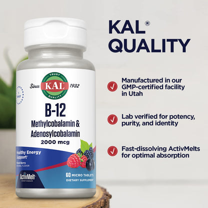 Micro tabletas vitamina b12 kal apoyan metabolismo y nervios