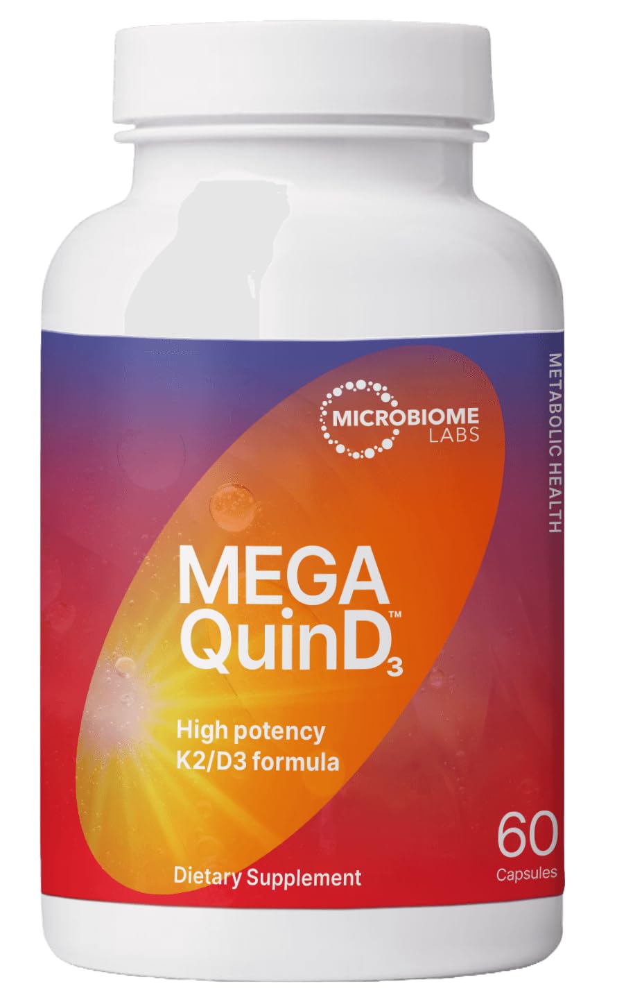 Microbiome Labs MegaQuin D3 suplemento vitaminas D3 K2 60 cápsulas