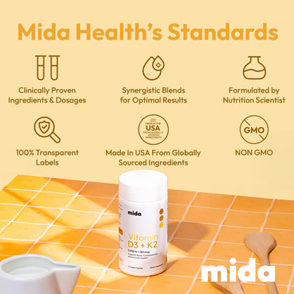 Mida Health suplemento sin aditivos vitamina d3 k2
