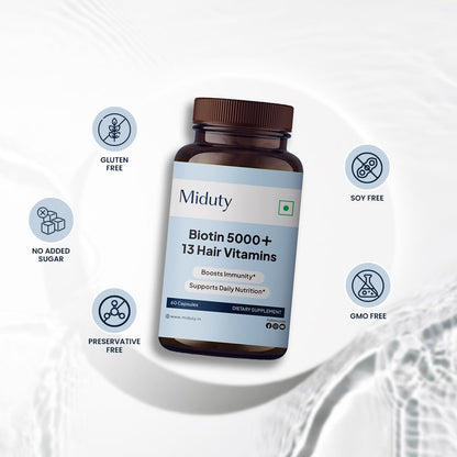 Miduty Biotin 5000 para cabello sano y fuerte