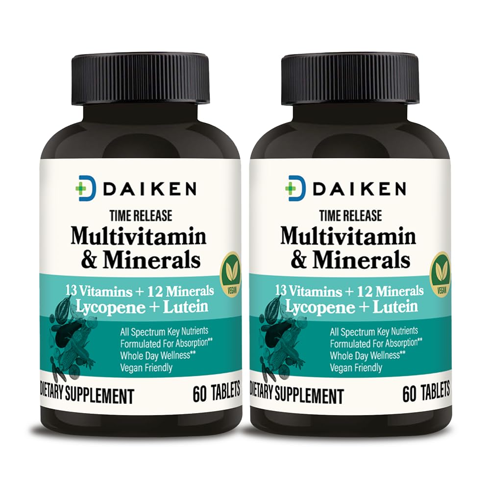 Frasco de mini multivitaminas Daiken para hombres y mujeres.