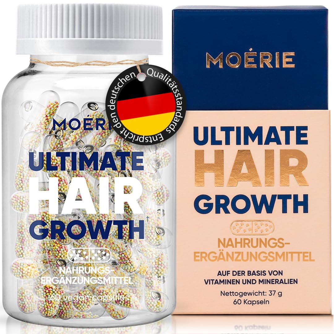 Moerie vitaminas para cabello alta dosis con biotina en envase