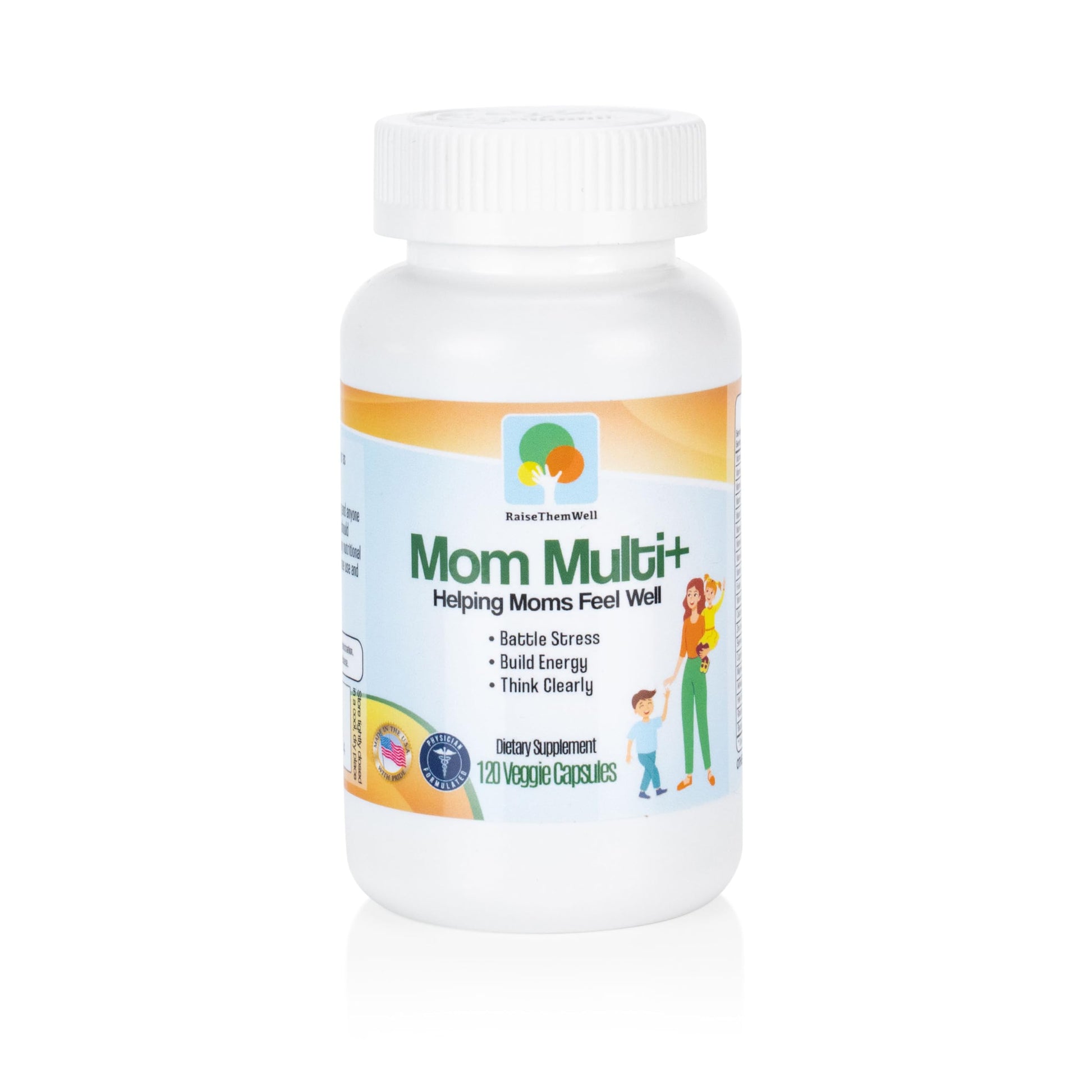 botella de mom multi+ multivitaminas para mujeres