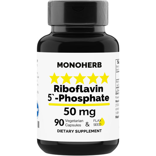Frasco MONOHERB Riboflavina 5'-Fosfato 50mg cápsulas