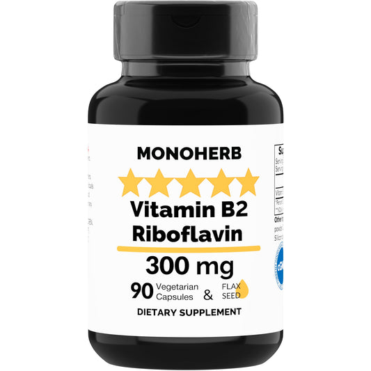 Monohreb vitamina B2 300 mg riboflavina botella frontal