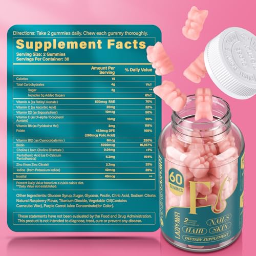 Mordida gomitas Lazpowfi vitaminas para uñas cabello piel